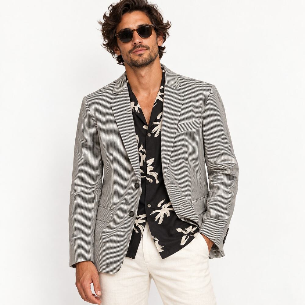 MR TURK Men's Cotton unstructured Blazer Jacket striped size 36